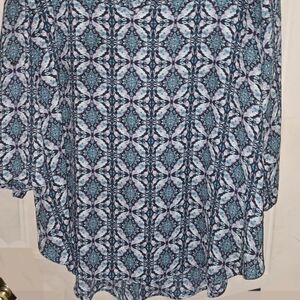 Cato Black Top with Teal and Pink Floral Design